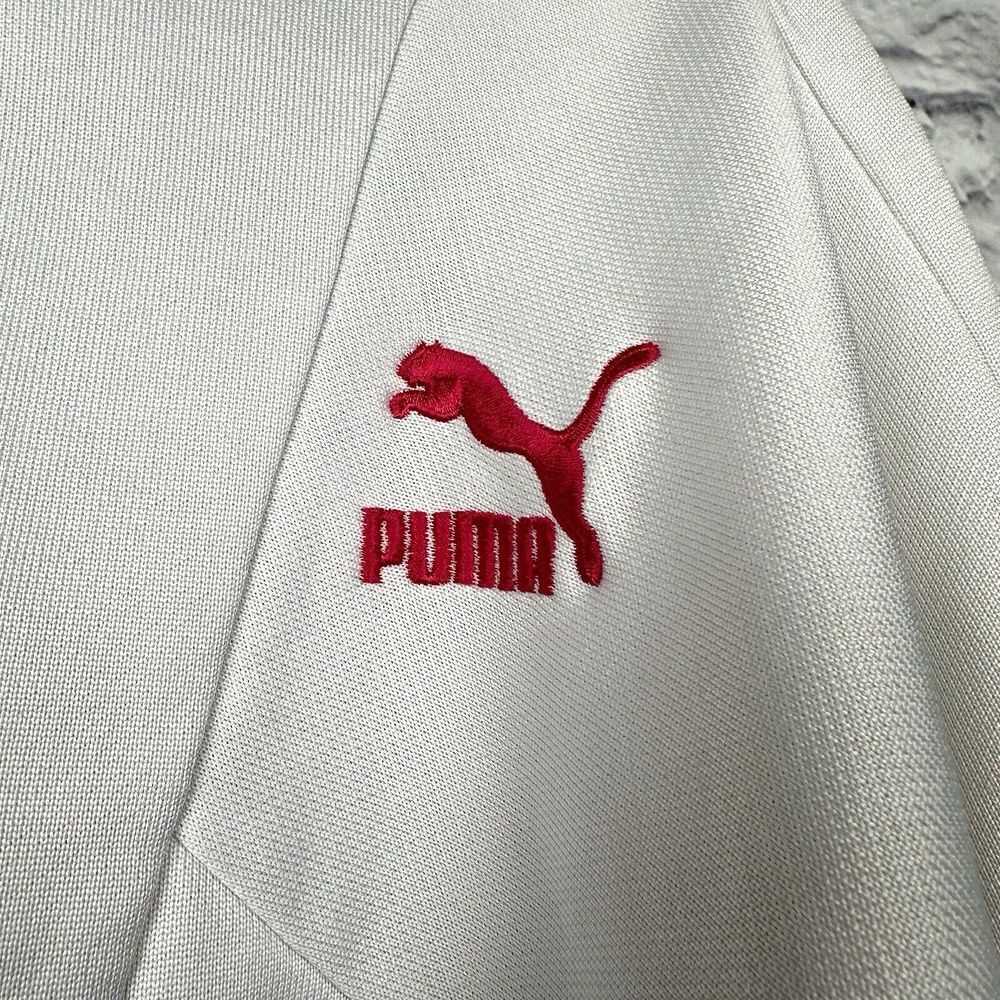 Puma‎ Sport Sweatshirt Womens XL White Cropped Spellout Stand Collar 1/4 Zip Y2K - Picture 3 of 12